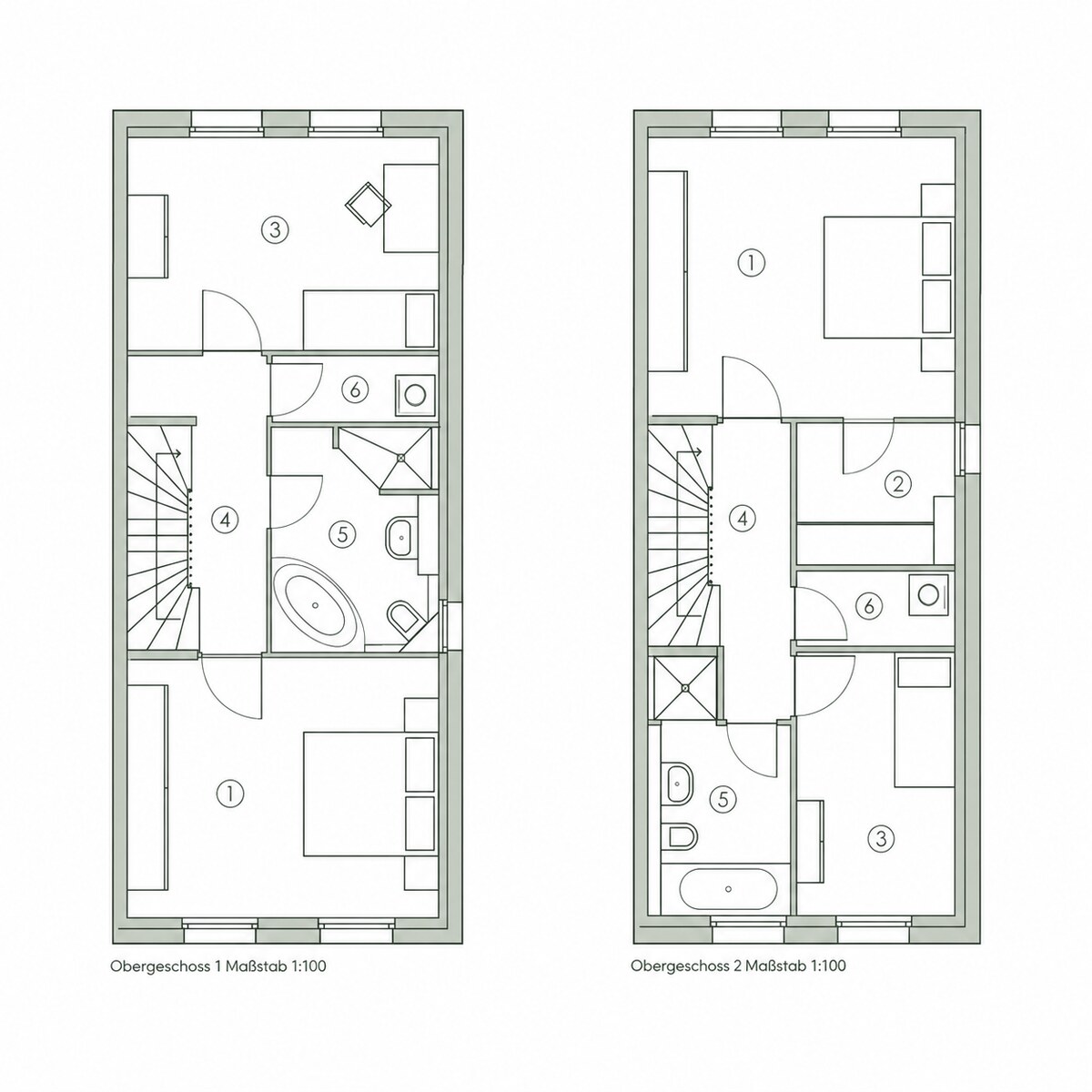 Grundriss Obergeschoss Doppelhaushälfte