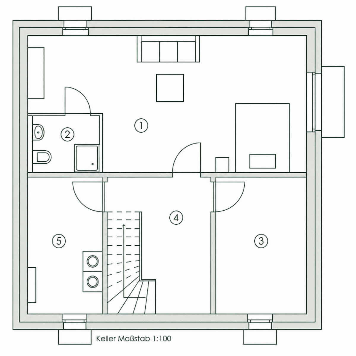Grundriss Kellergeschoss Stadtvilla (optional)
