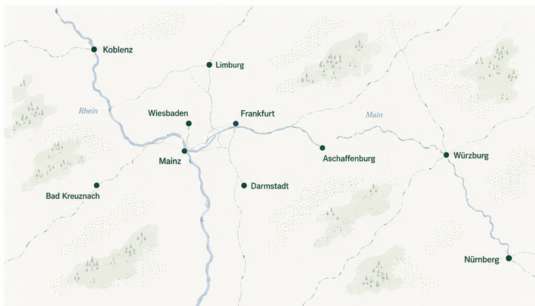 Karte der Region Rhein-Main mit den Wengerter-Bauprojekten